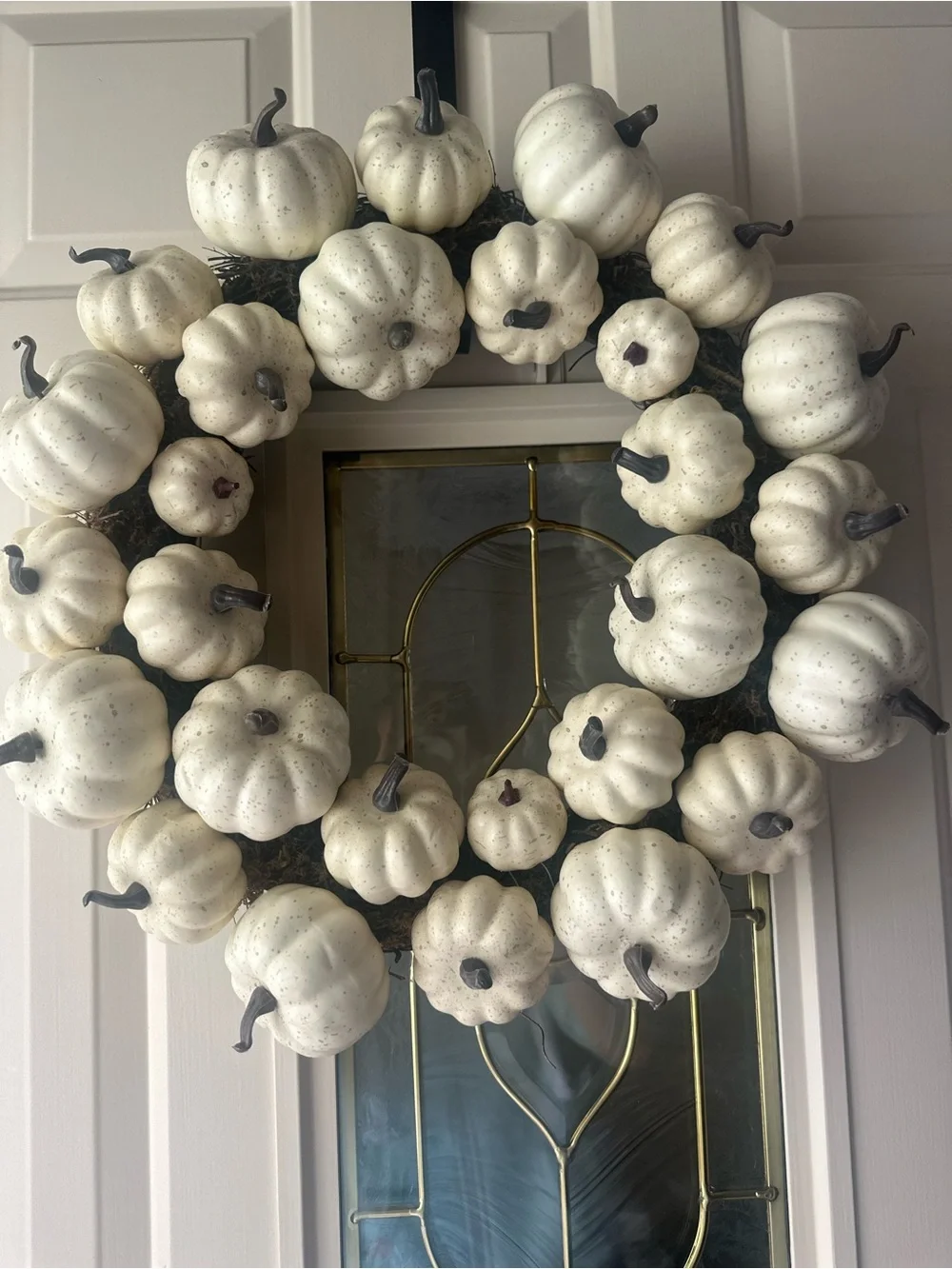 White Pumpkin Wreath Holiday Door Decor